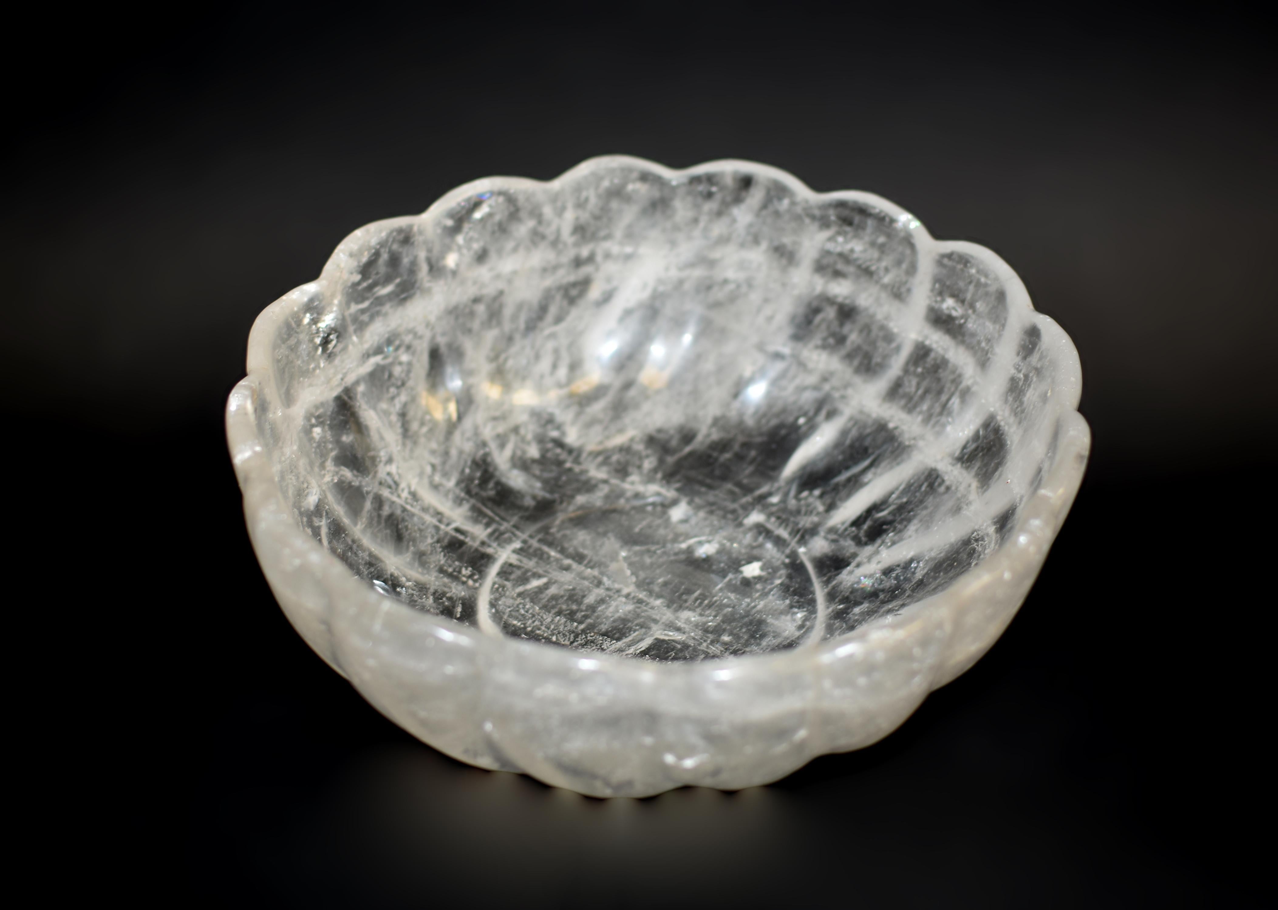 Cuenco de Loto de Cuarzo de Cristal de Roca Natural 8,5 Pulido en venta