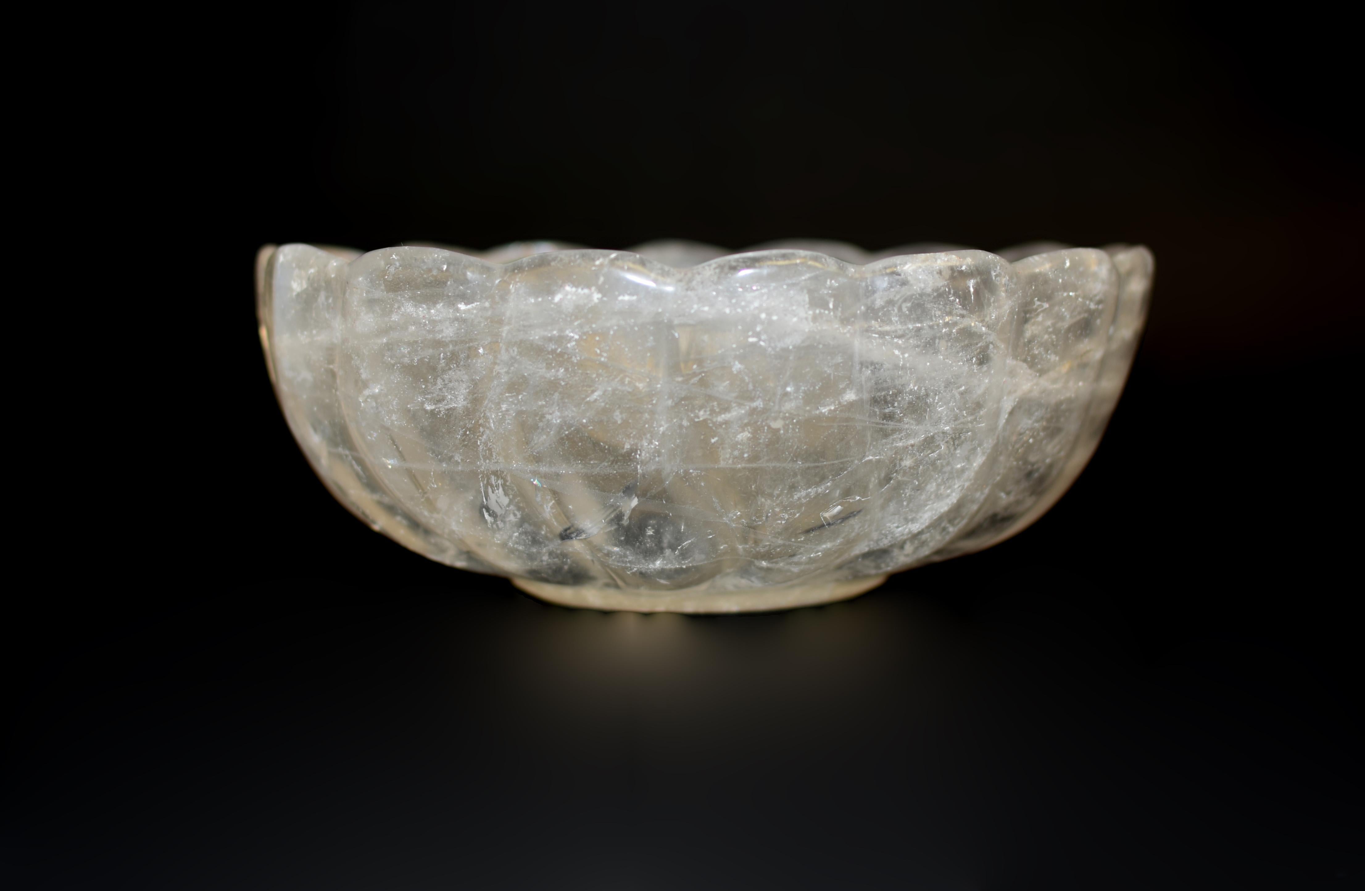 Cuenco de Loto de Cuarzo de Cristal de Roca Natural 8,5 en Bueno estado para la venta en Somis, CA