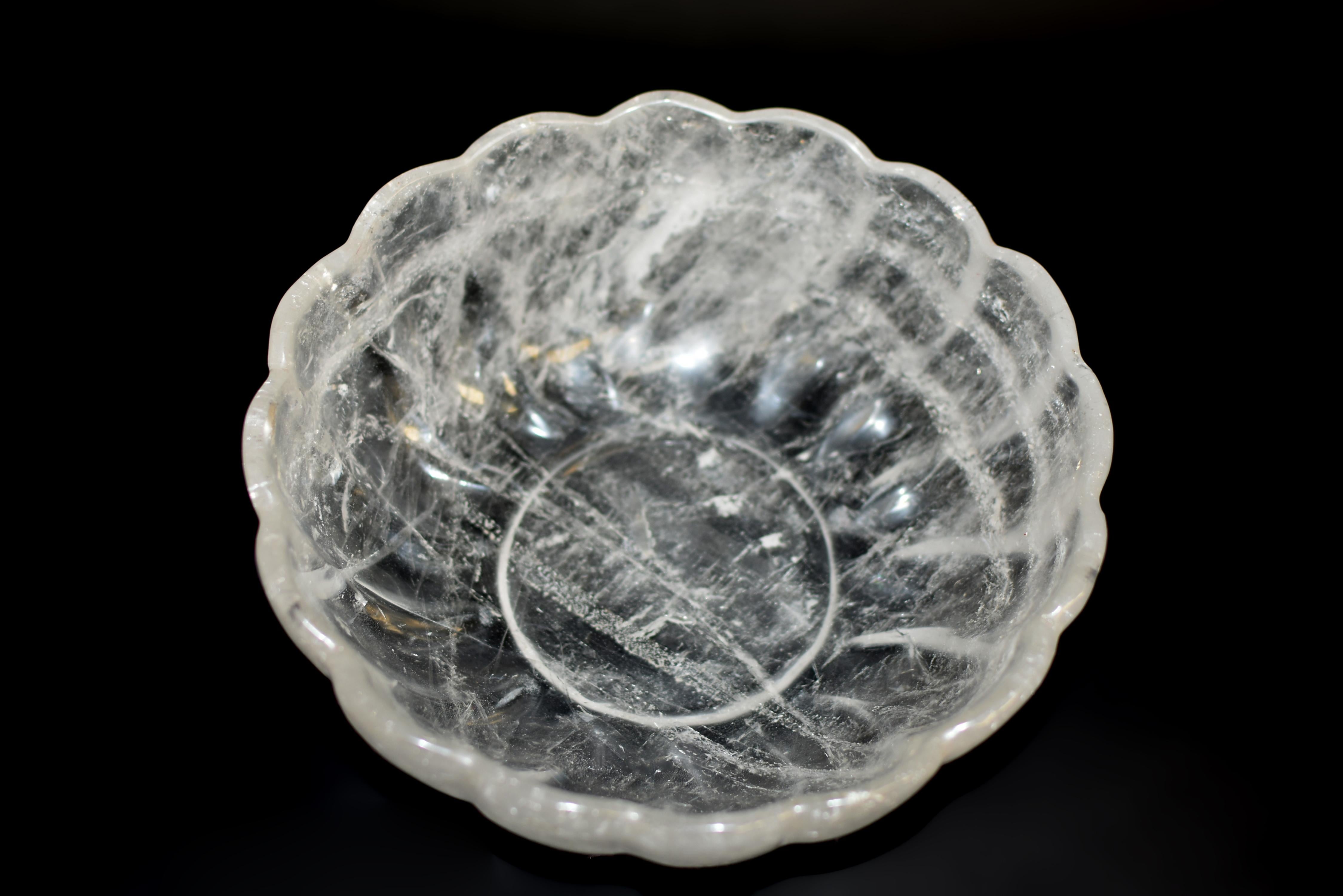 Cuenco de Loto de Cuarzo de Cristal de Roca Natural 8,5 siglo XX en venta
