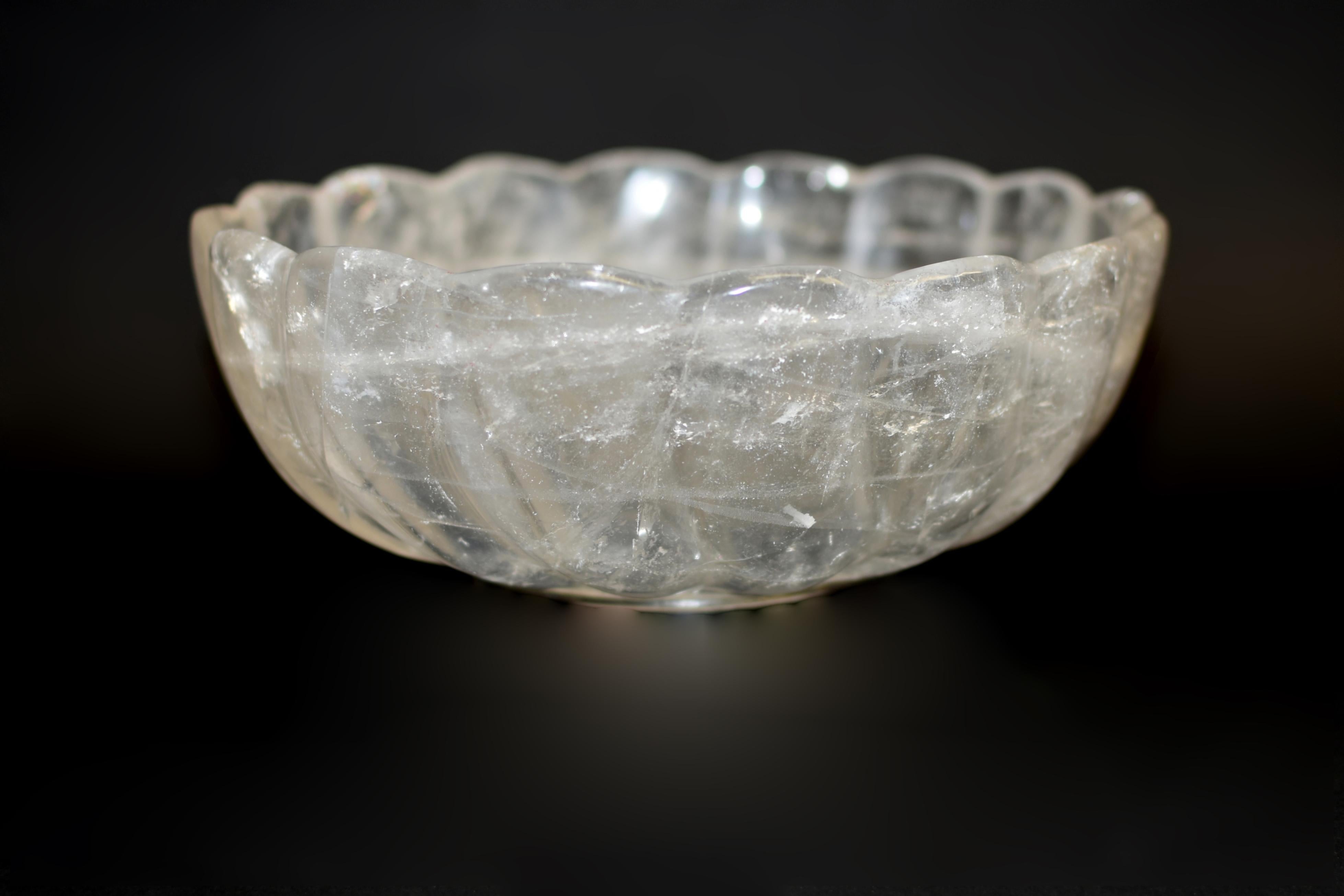 Cuenco de Loto de Cuarzo de Cristal de Roca Natural 8,5 Cristal de roca en venta