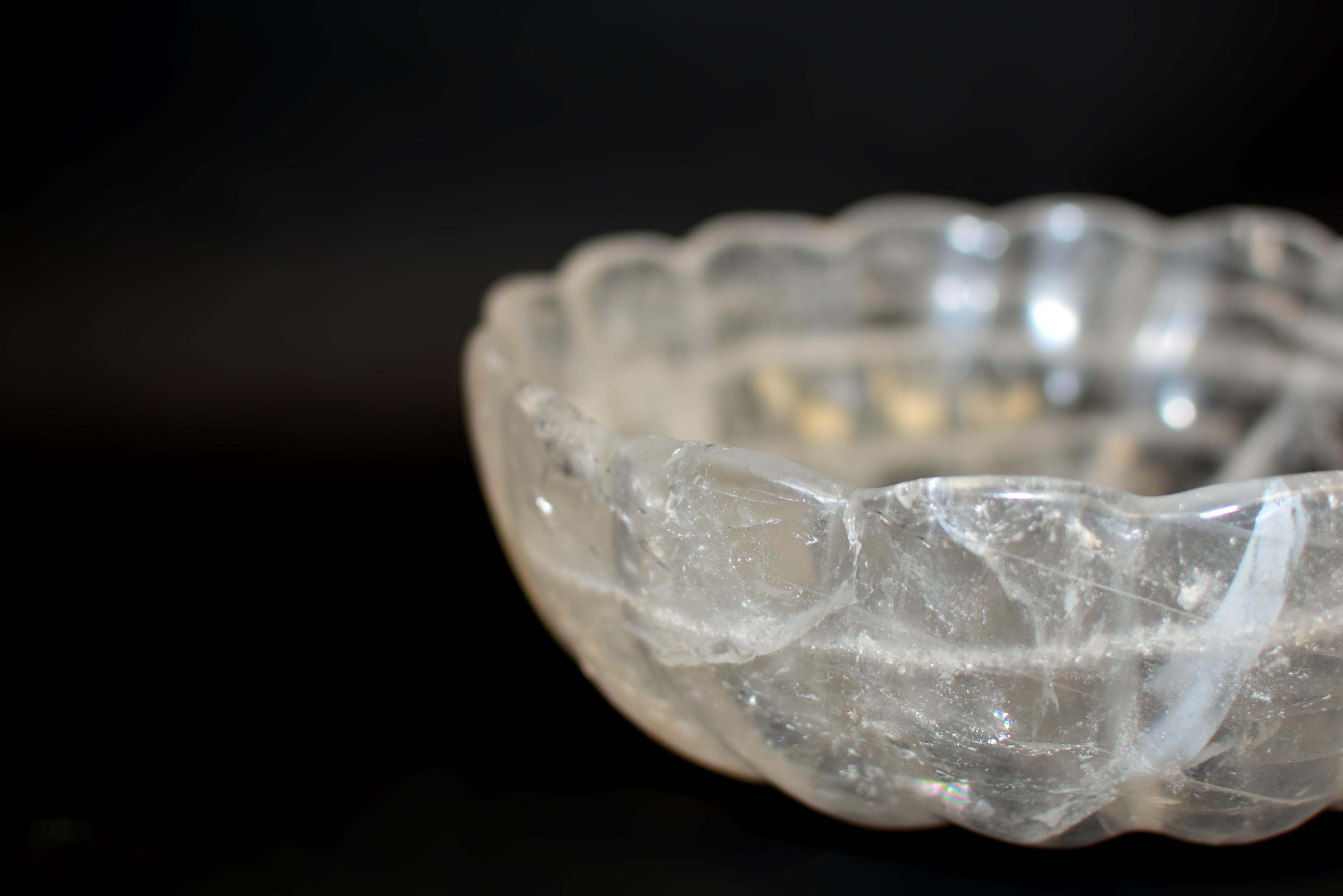Cuenco de Loto de Cuarzo de Cristal de Roca Natural 8,5 en venta 2