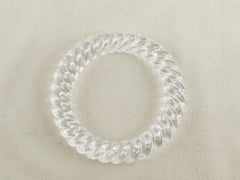 Natural rock crystal rope carving bangle from single piece