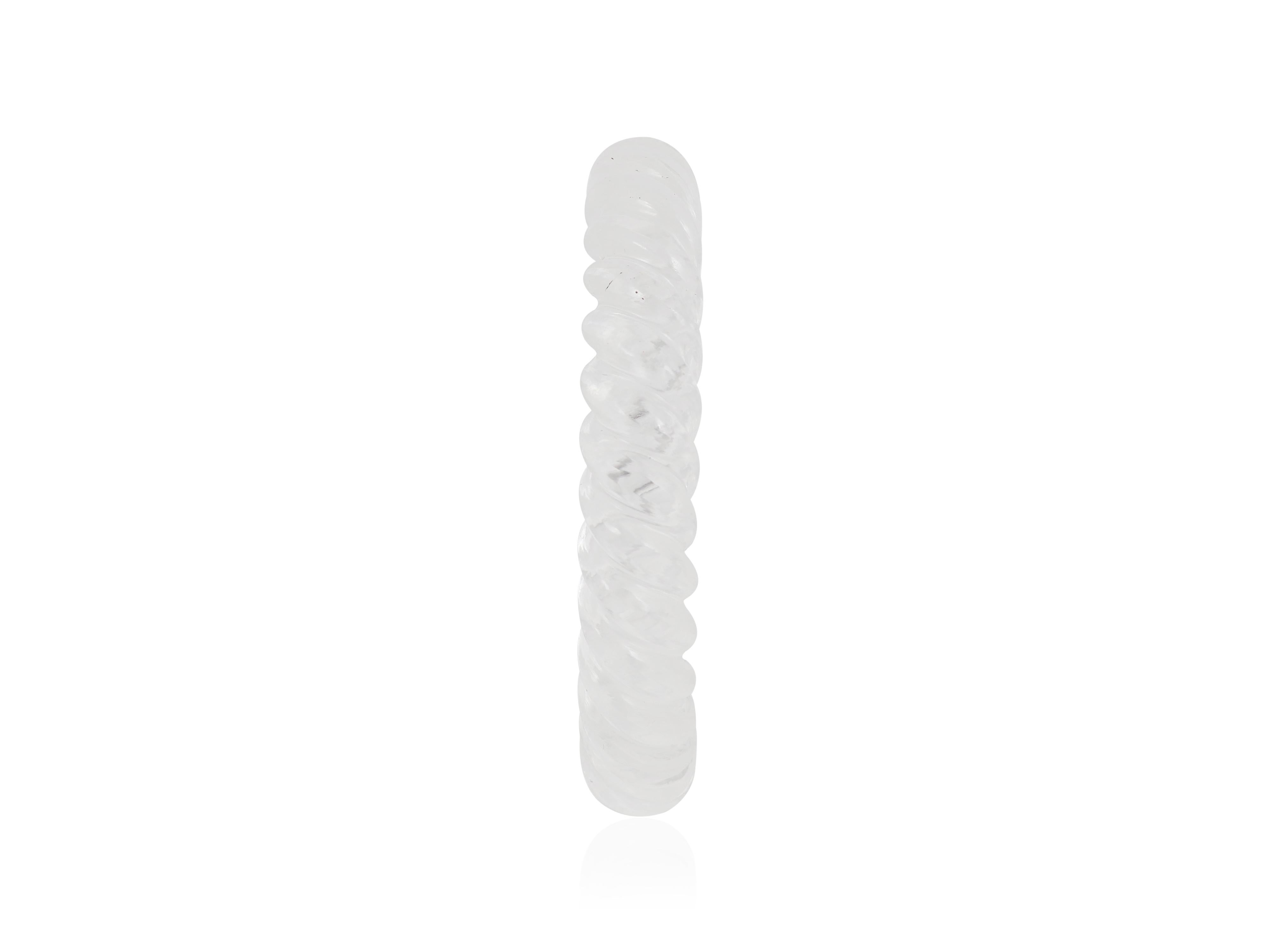 Tumbled Natural rock crystal rope carving bangle from single piece For Sale