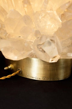 Natural Rock Crystal Table Lamp, Signed by Demian Quincke