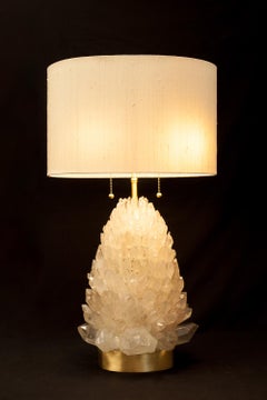 Natural Rock Crystal Table Lamp, Signed by Demian Quincke