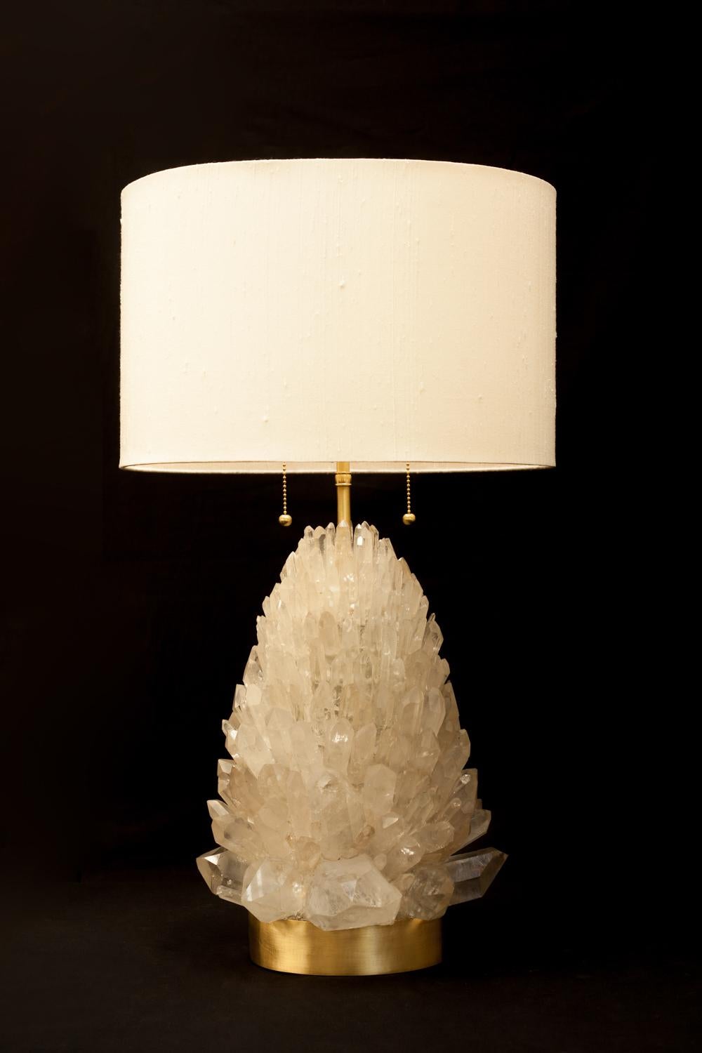 Organic Modern Natural Rock Crystal Table Lamp, Signed by Demian Quincke For Sale