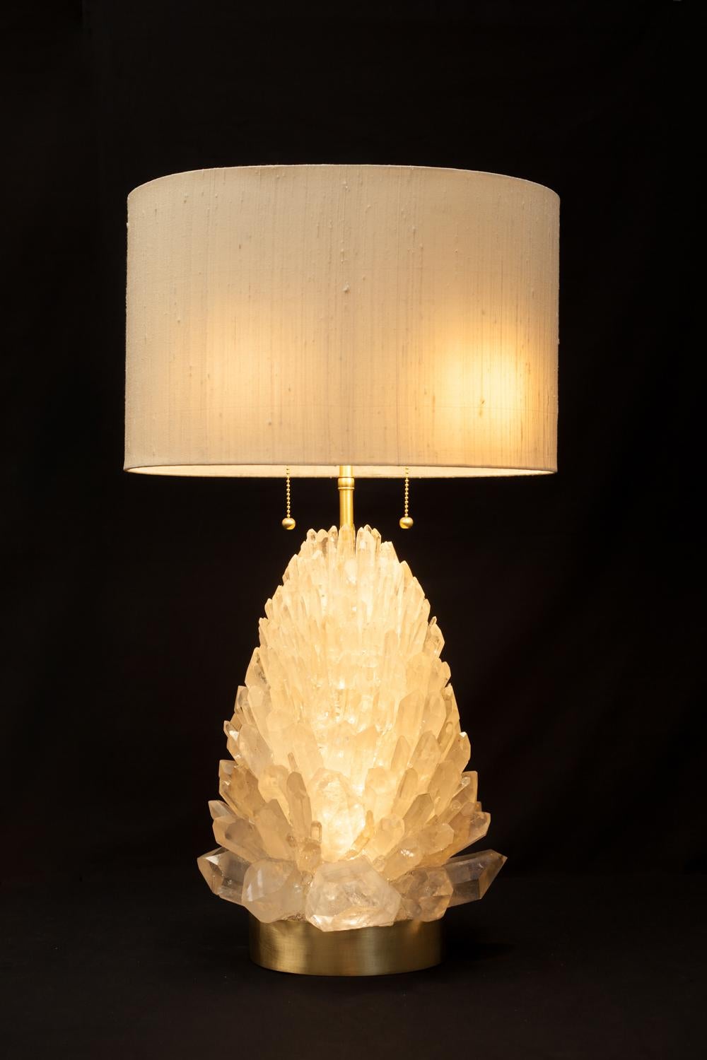 Natural Rock Crystal Table Lamp, Signed by Demian Quincke In New Condition For Sale In Geneve, CH
