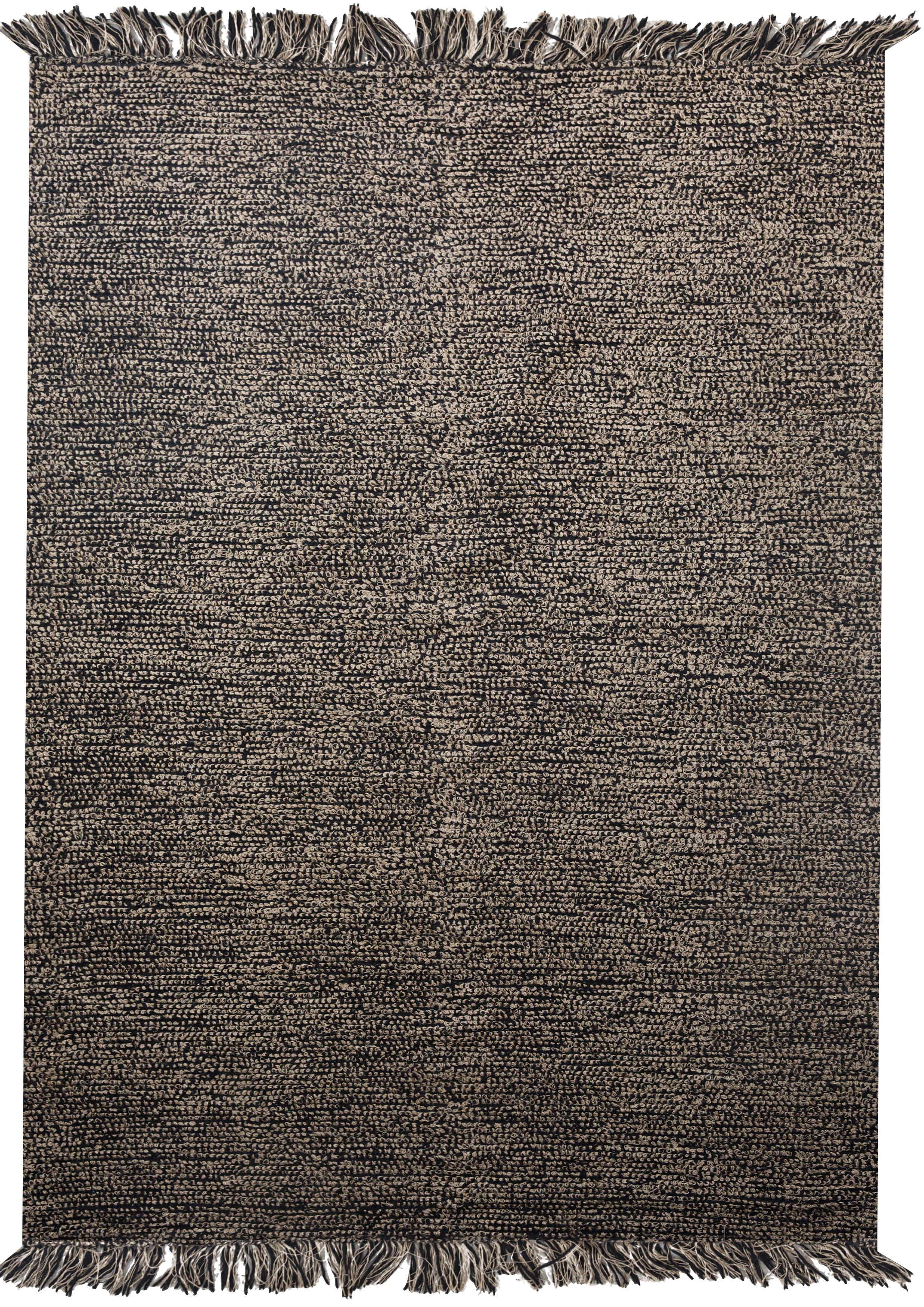 Hand-Woven Natural Rock Patterns Customizable Mars Weave Rug in Black Small For Sale