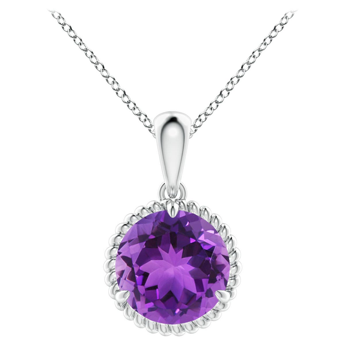 Natürlicher Seilrahmen 1,7 Karat Amethyst Solitär Anhänger aus Platin