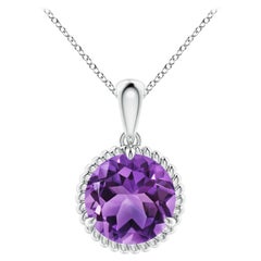 Natürlicher Seilrahmen Amethyst Solitär Anhänger in Platin 2,45 Karat