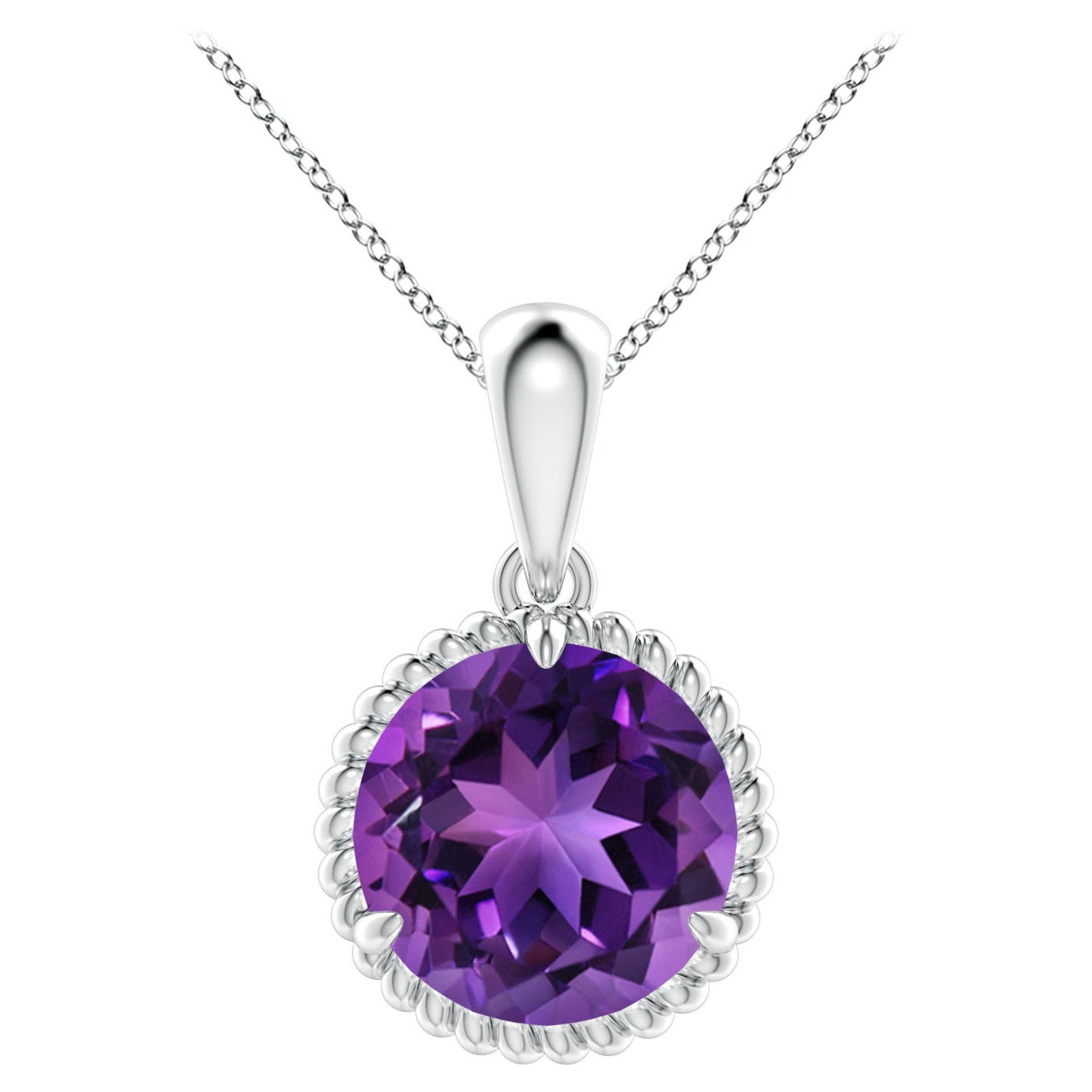 Natural Rope-Framed 3,2 Karat Amethyst Solitär-Anhänger aus Platin