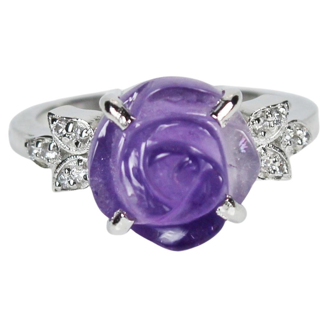 Natural Rose Cut Amethyst Gemstone Ring