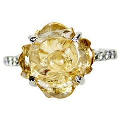 Rose Cut Natural Citrine Gemstone Ring