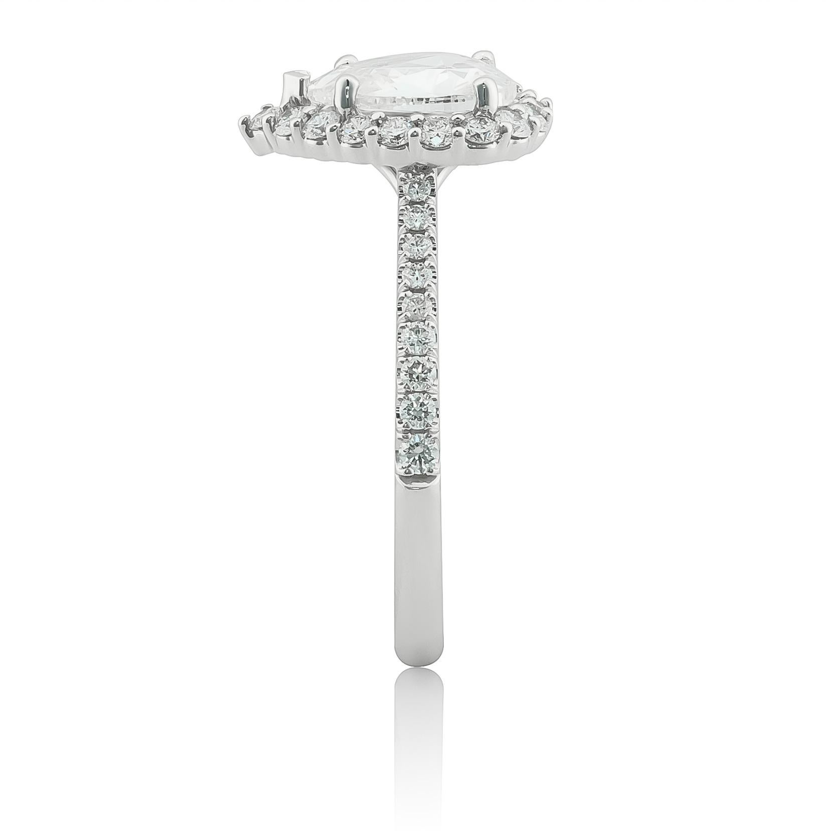Women's Natural Rose Cut Diamond 1.00 carats set in 14K White Gold Ring with Diamonds For Sale