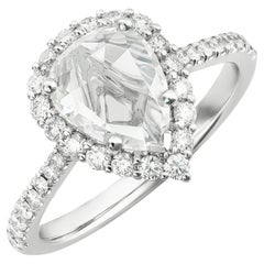 Diamante natural talla rosa de 1,00 quilates engastado en anillo de oro blanco de 14 quilates con diamantes