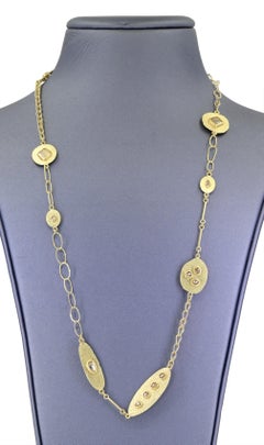 Lange Halskette mit natürlichem Diamanten im Rosenschliff 22k 18k Gold Multichain, Petra Class 2024