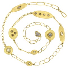 Collar largo multicadena de oro 22k 18k con diamantes talla rosa naturales, Petra Class 2024