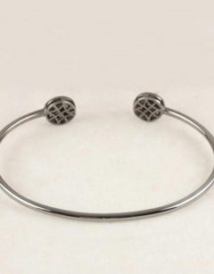 Natural Rose Cut Diamond Cuff Shape Bracelet 925 Silver Fashion Jewelry Gift.