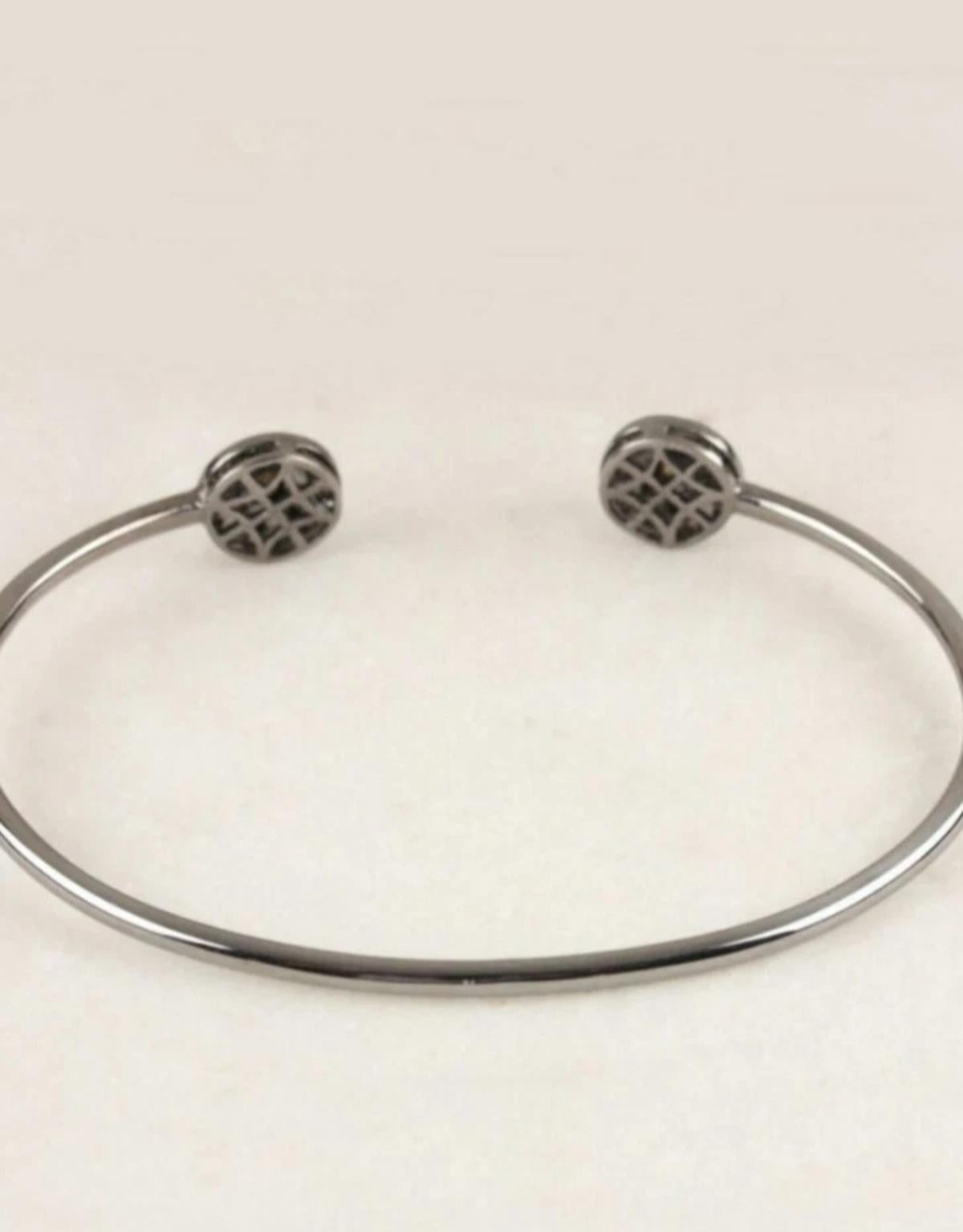 da uomo o donna Bracciale a forma di bracciale con diamanti naturali taglio rosa in argento 925 Regalo di gioielli di moda. in vendita