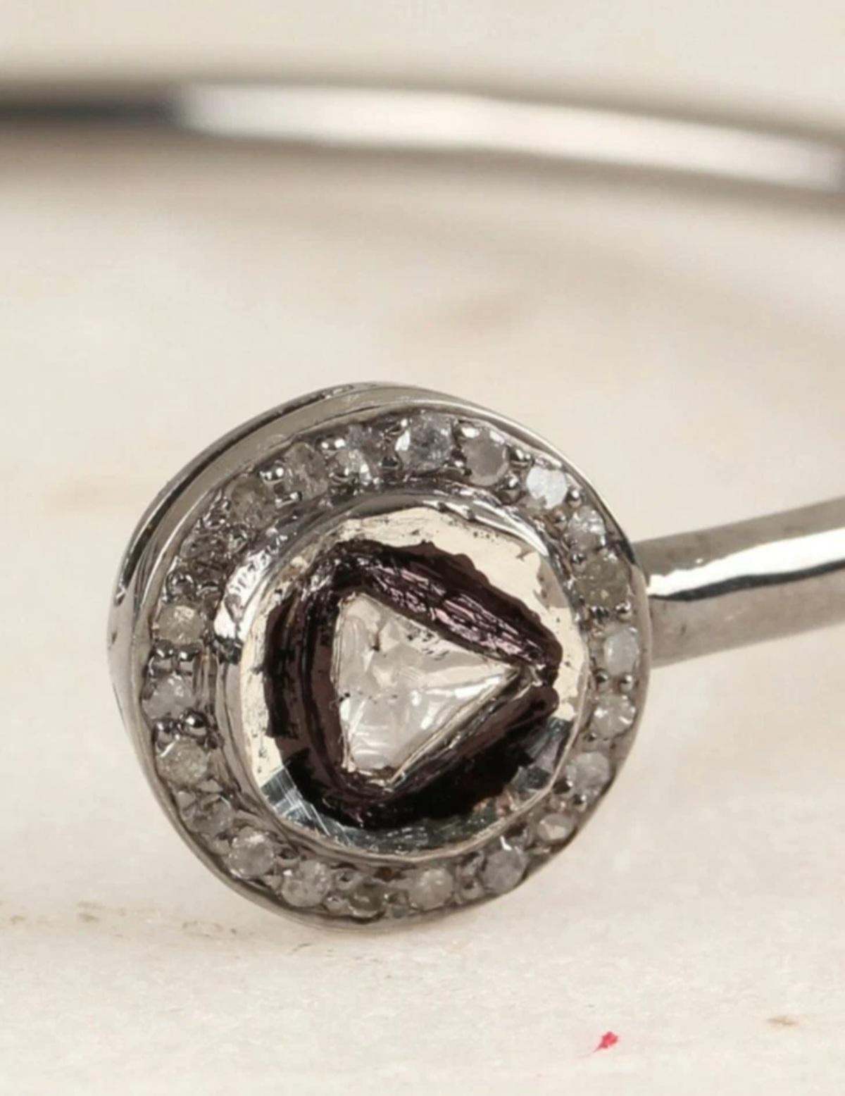 Bracciale a forma di bracciale con diamanti naturali taglio rosa in argento 925 Regalo di gioielli di moda. in vendita 3