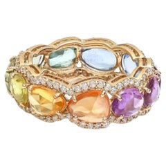 Natural rose cut multi colour sapphire ring in 14k gold