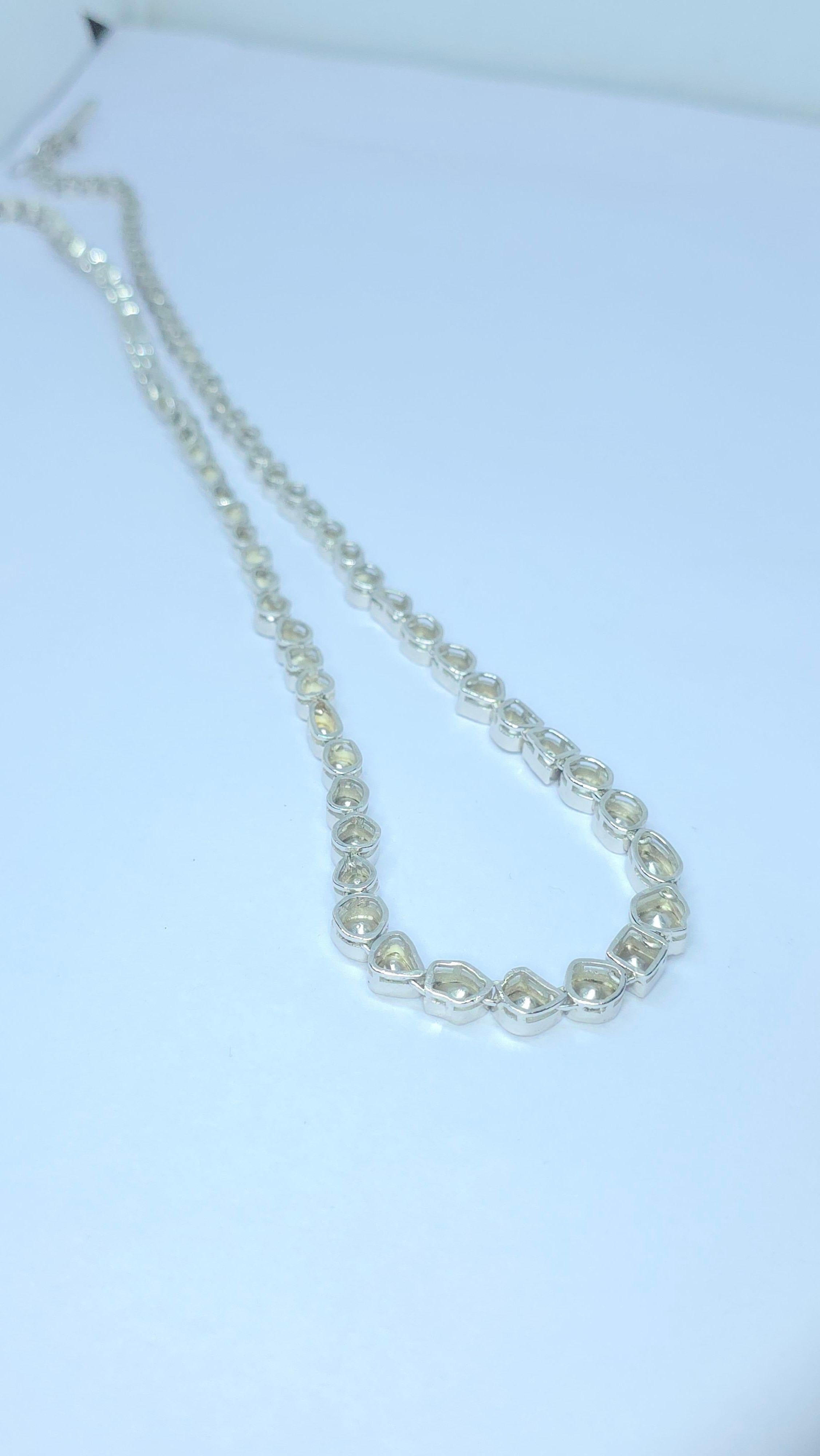 Collana vittoriana fatta a mano con diamante Nature Rose Cut Polki in argento 925 in vendita 5