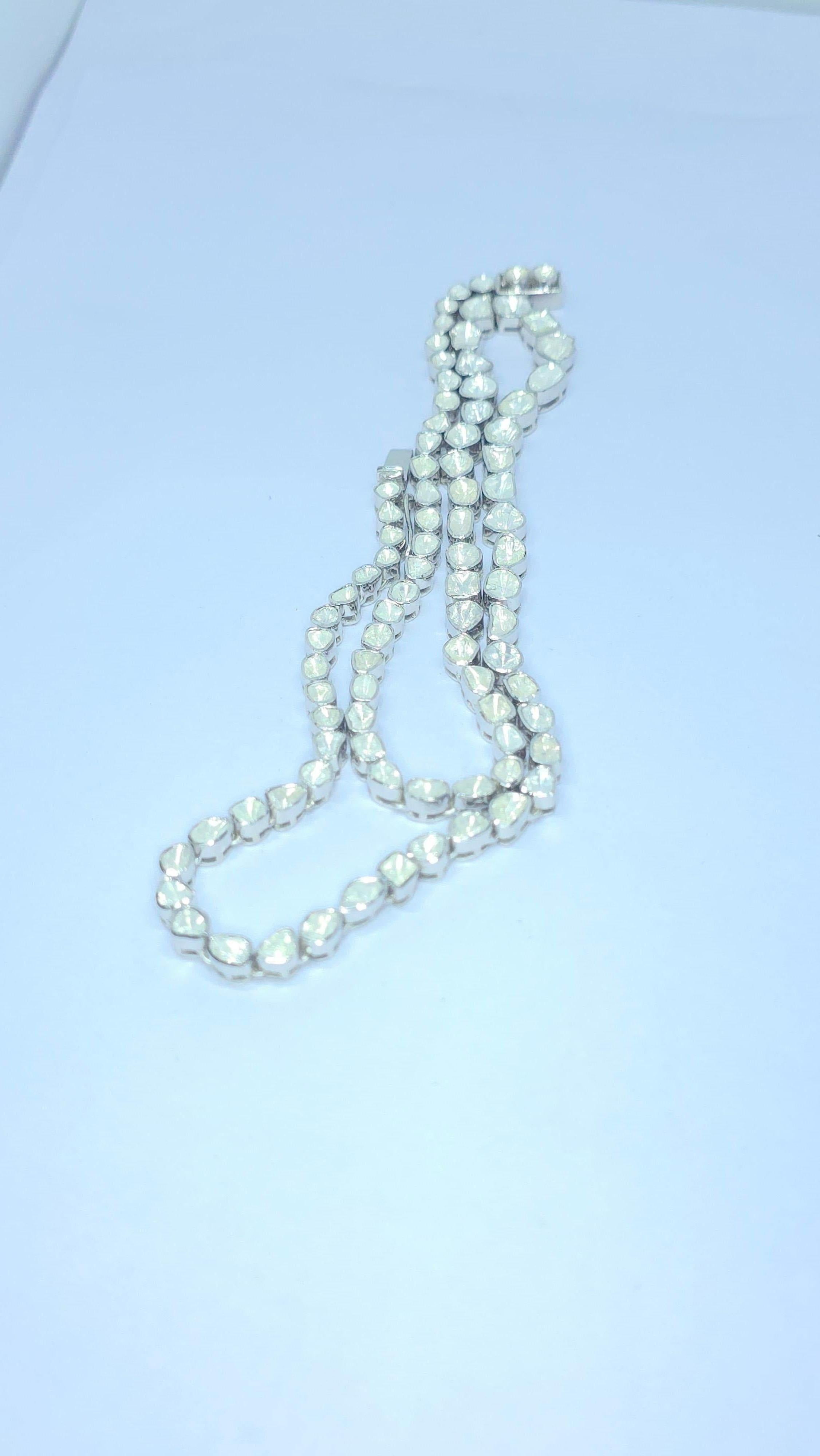 Collana vittoriana fatta a mano con diamante Nature Rose Cut Polki in argento 925 in vendita 9