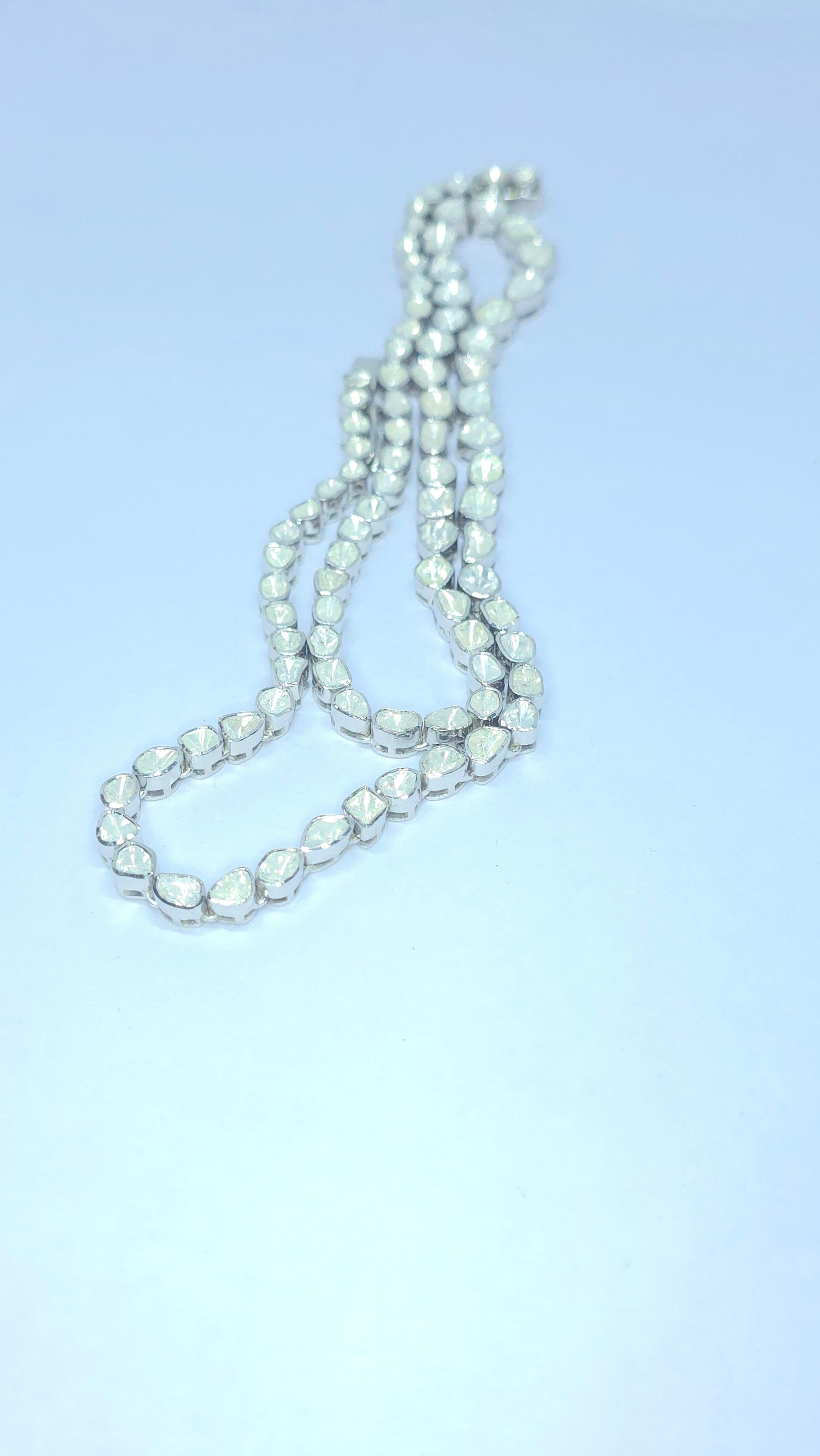 Collana vittoriana fatta a mano con diamante Nature Rose Cut Polki in argento 925 in vendita 10