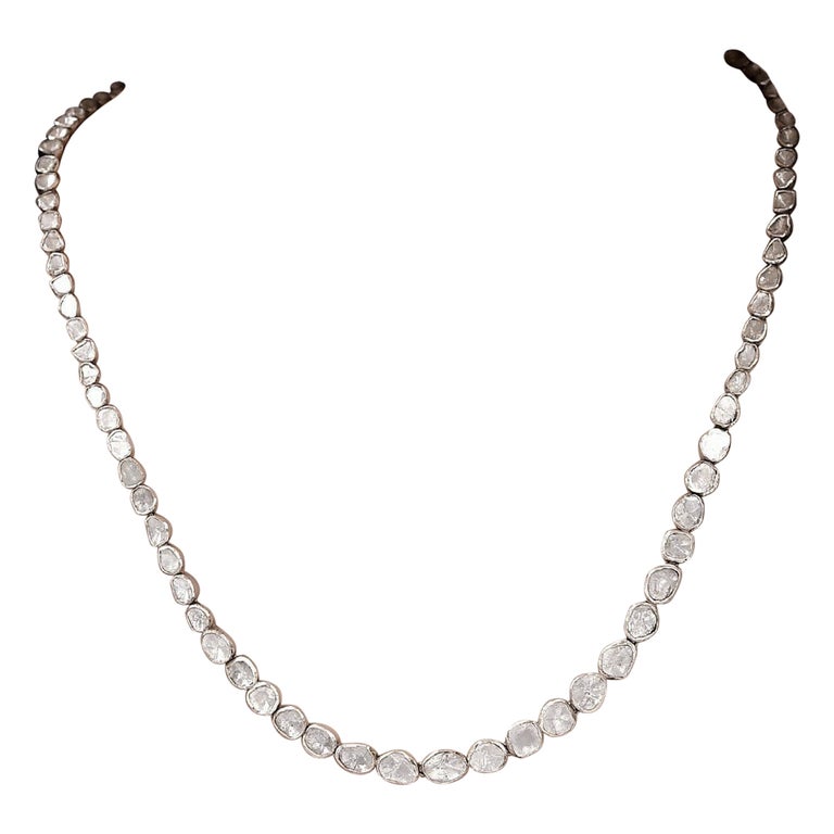 Collier Diamant Tranche Polki En Argent 925 Réglable Style Victorien - Bijou Cadeau Naturel Et élégant