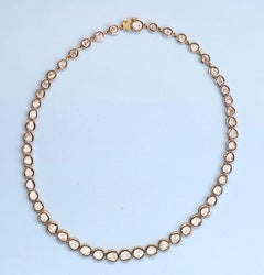 Natural Rose Cut Polki Diamond Handmade Victorian Necklace 925 Sterling Silver