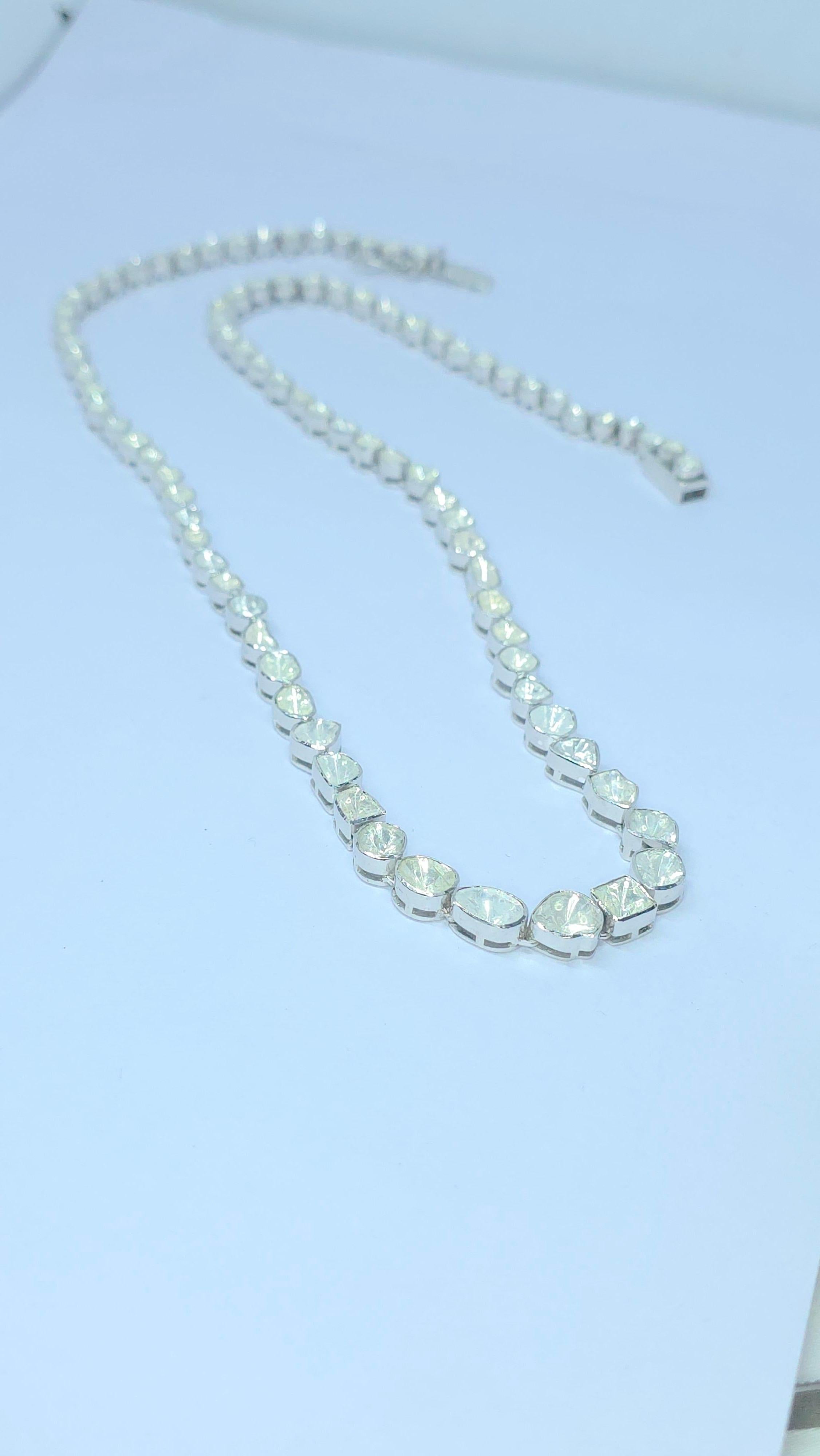 Collana vittoriana fatta a mano con diamante Nature Rose Cut Polki in argento 925 In condizioni Nuovo in vendita a Chicago, IL