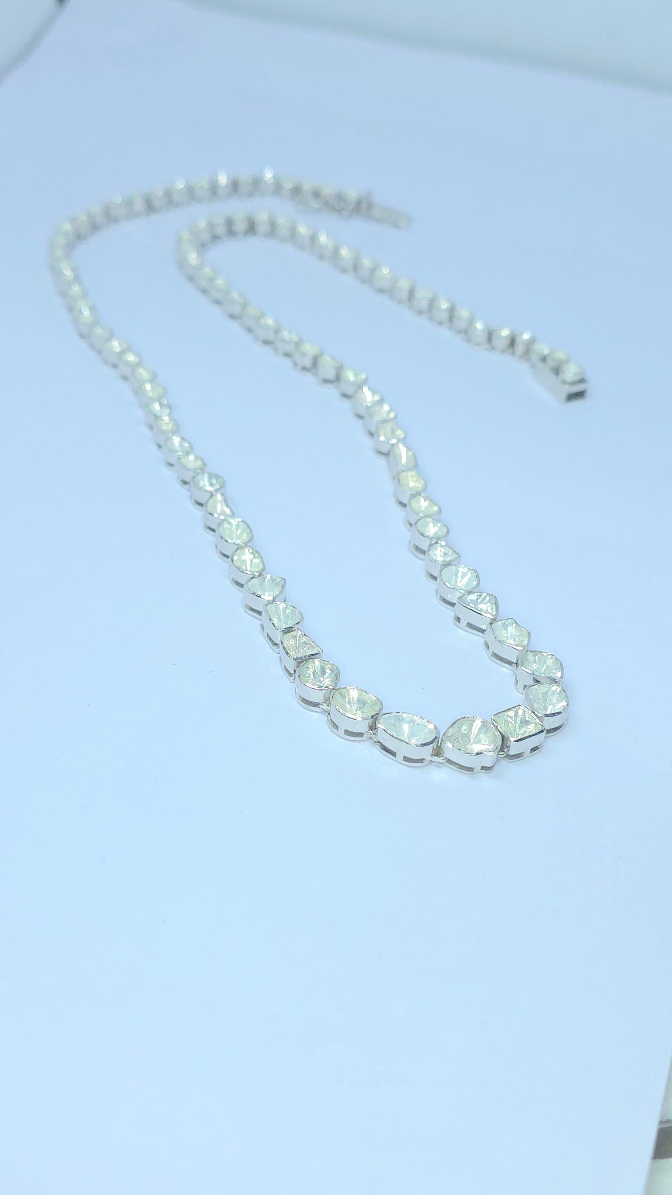 Donna Collana vittoriana fatta a mano con diamante Nature Rose Cut Polki in argento 925 in vendita
