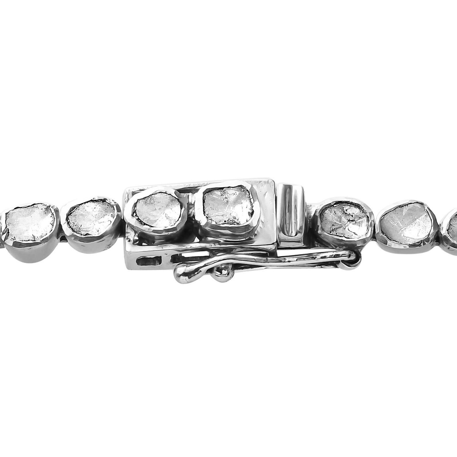 Natural Rose Cut Polki Diamond Handmade Victorian Necklace 925 Sterling Silver 3