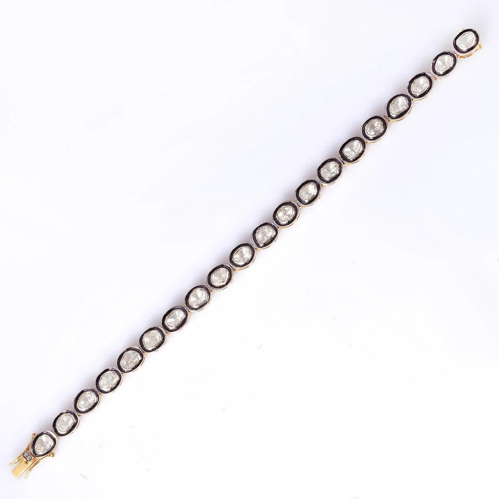  Natural Rose Cut Polki Diamond Handmade Vintage Bracelet 925 Sterling Silver

Size 7.5 inch 

Approx 8.5 gram 

A P P R O X T I M E

All items are custom made to order. Our approx time is about 6 - 10 business days. This can change during peak