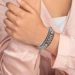 Diamante Polki taglio rosa naturale Bracciale vintage fatto a mano in argento 925