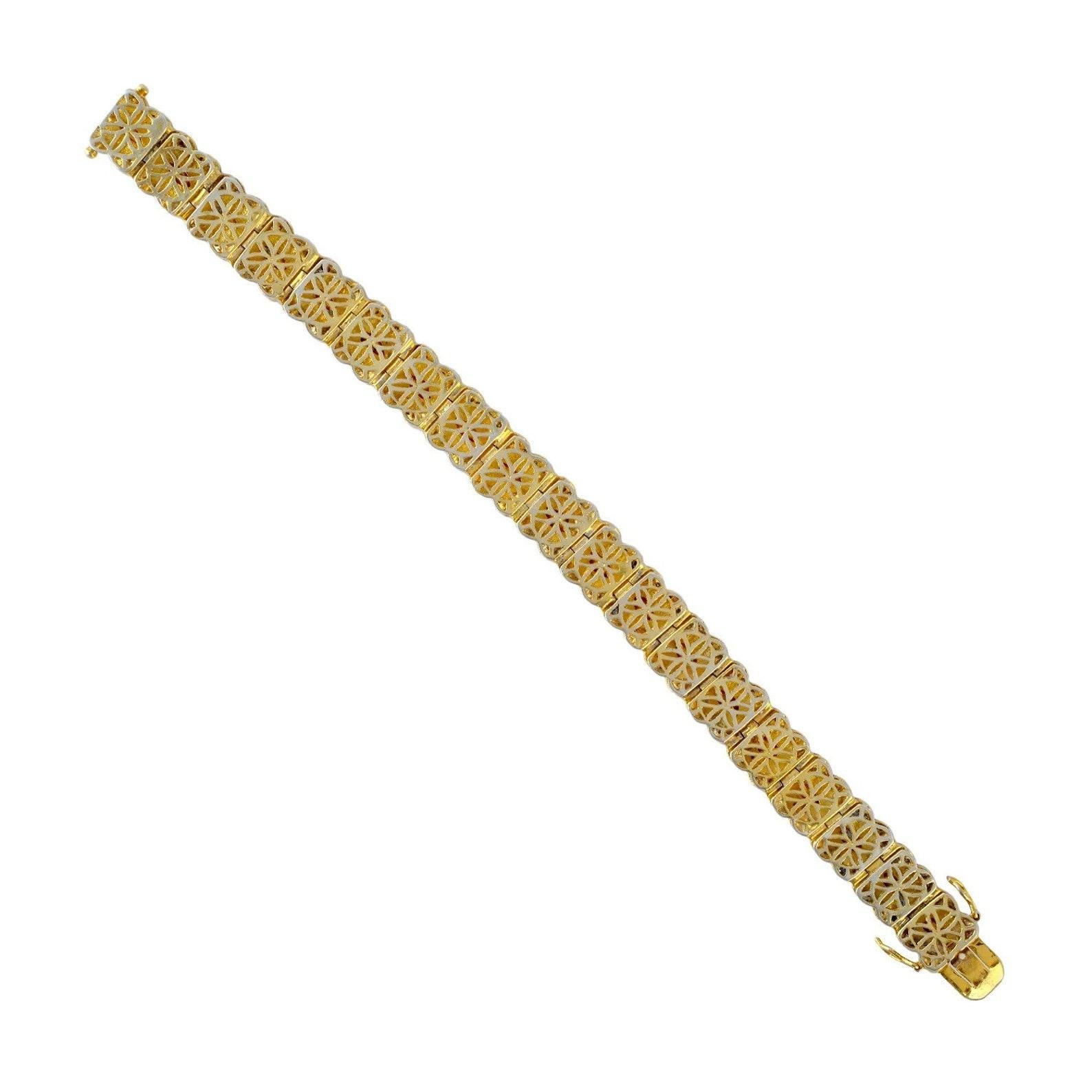 Art Deco Natural Rose Cut Polki Diamond Handmade Vintage Bracelet 925 Sterling Silver For Sale