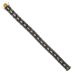 Natural Rose Cut Polki Diamond Handmade Vintage Bracelet 925 Sterling Silver