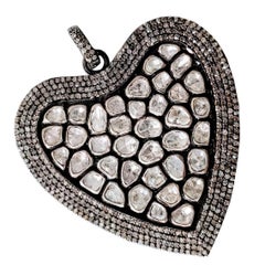 Natural Rose Cut Polki Diamond  heart shape Pendant Handmade Victorian