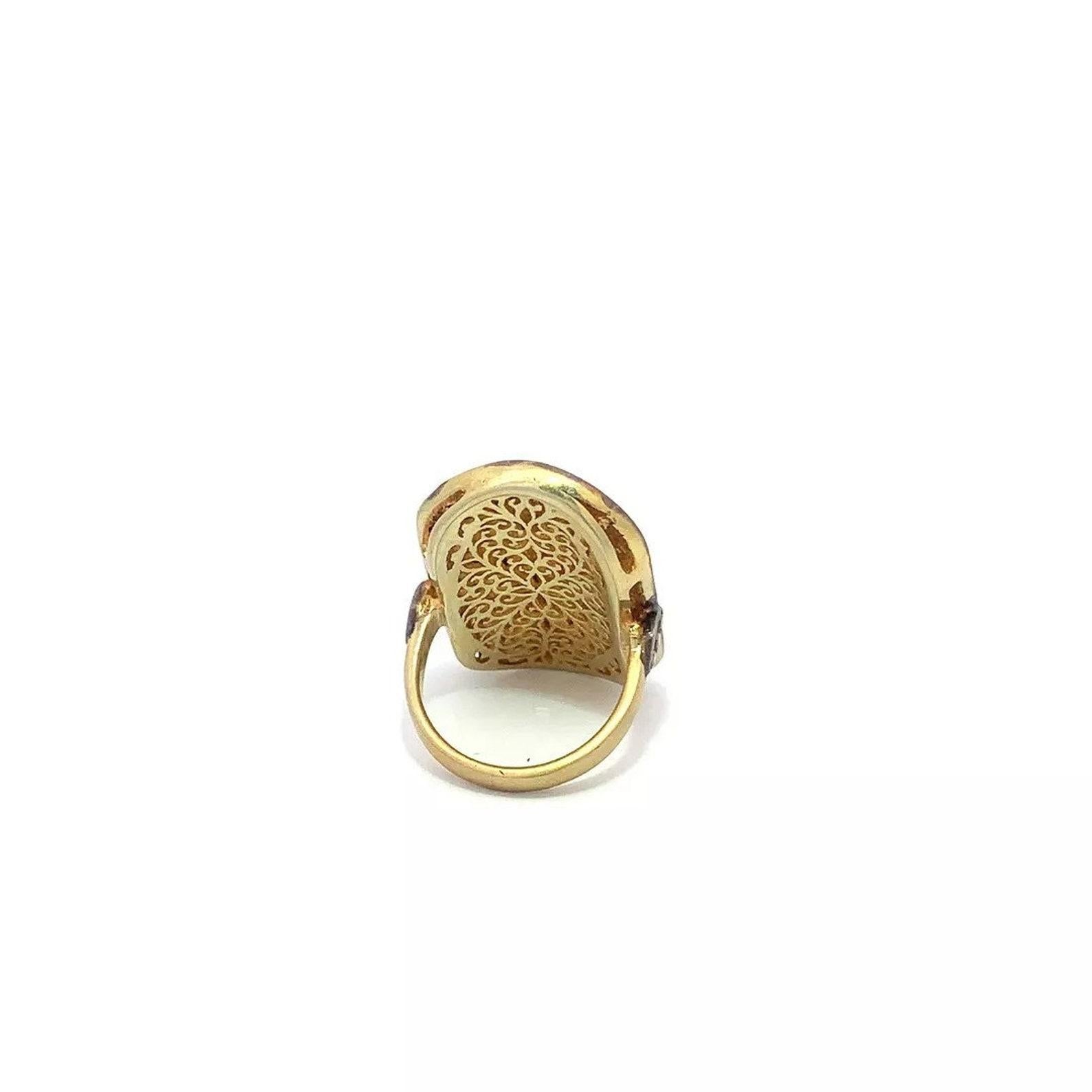 Natural Rose Cut Polki Diamond Ring 925 Sterling Silver Handmade Vintage Ring. For Sale 2