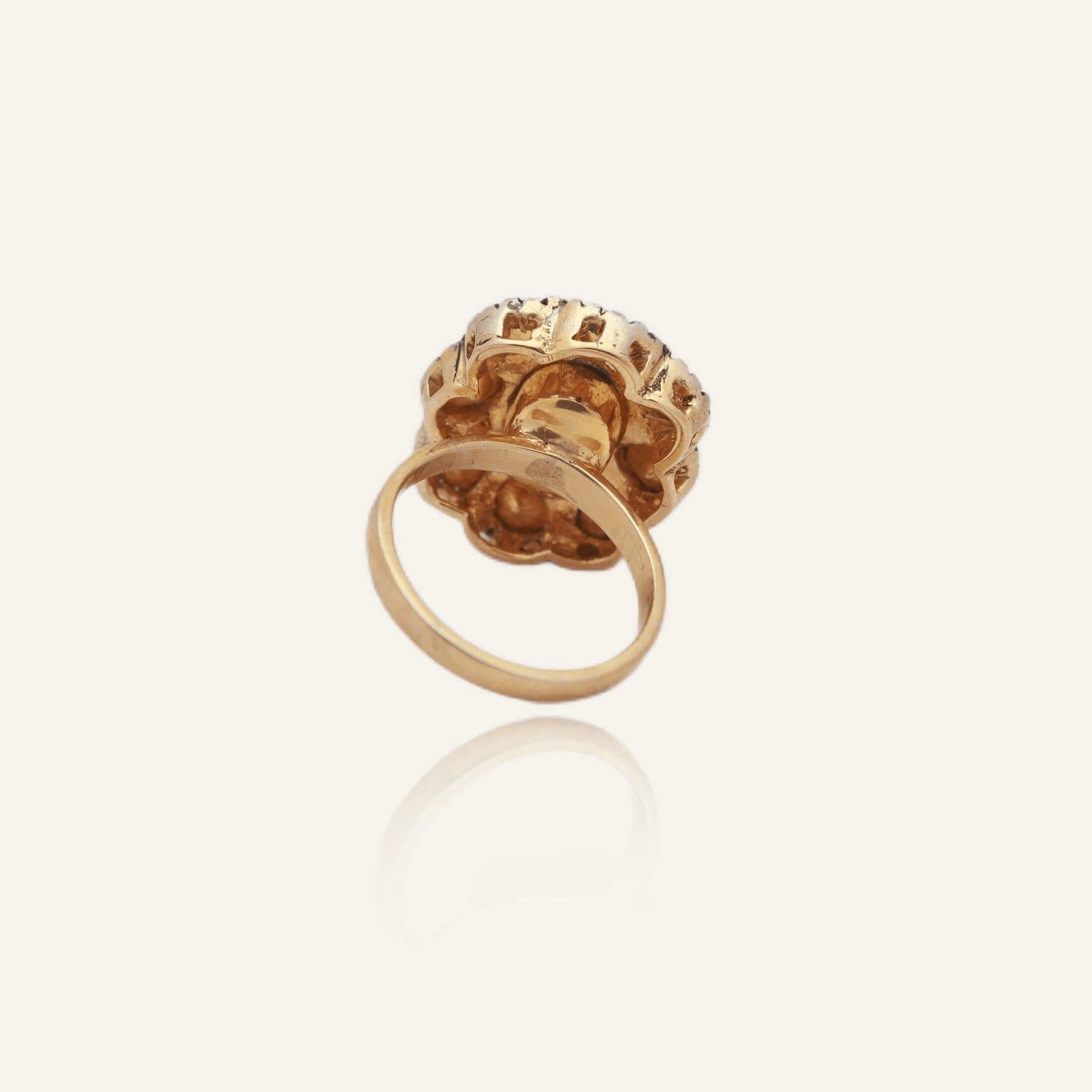 Art Deco Natural Rose Cut Polki Diamond sterling Silver Handmade Victorian Ring. For Sale