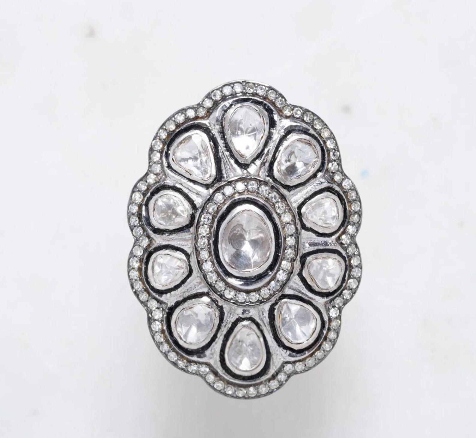 Natural Rose Cut Polki Diamond  Ring 925 Sterling Silver Handmade Vintage Ring


Wieght  10 gram 
A P P R O X T I M E

All items are custom made to order. Our approx time is about 6 - 10 business days. This can change during peak season

Note: There