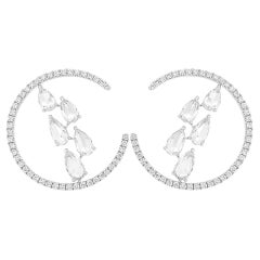 Natural Rose Cut White Diamond 18K White Gold Stud Earrings