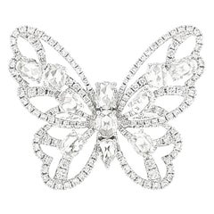 Bague cocktail en or blanc 18 carats avec diamant blanc naturel de taille rose