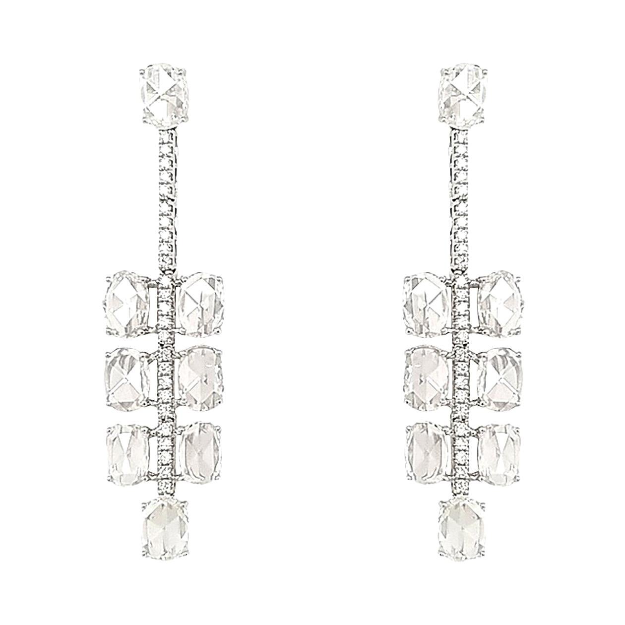 Raw Natural Diamond Gold Dangle Earrings For Sale at 1stDibs