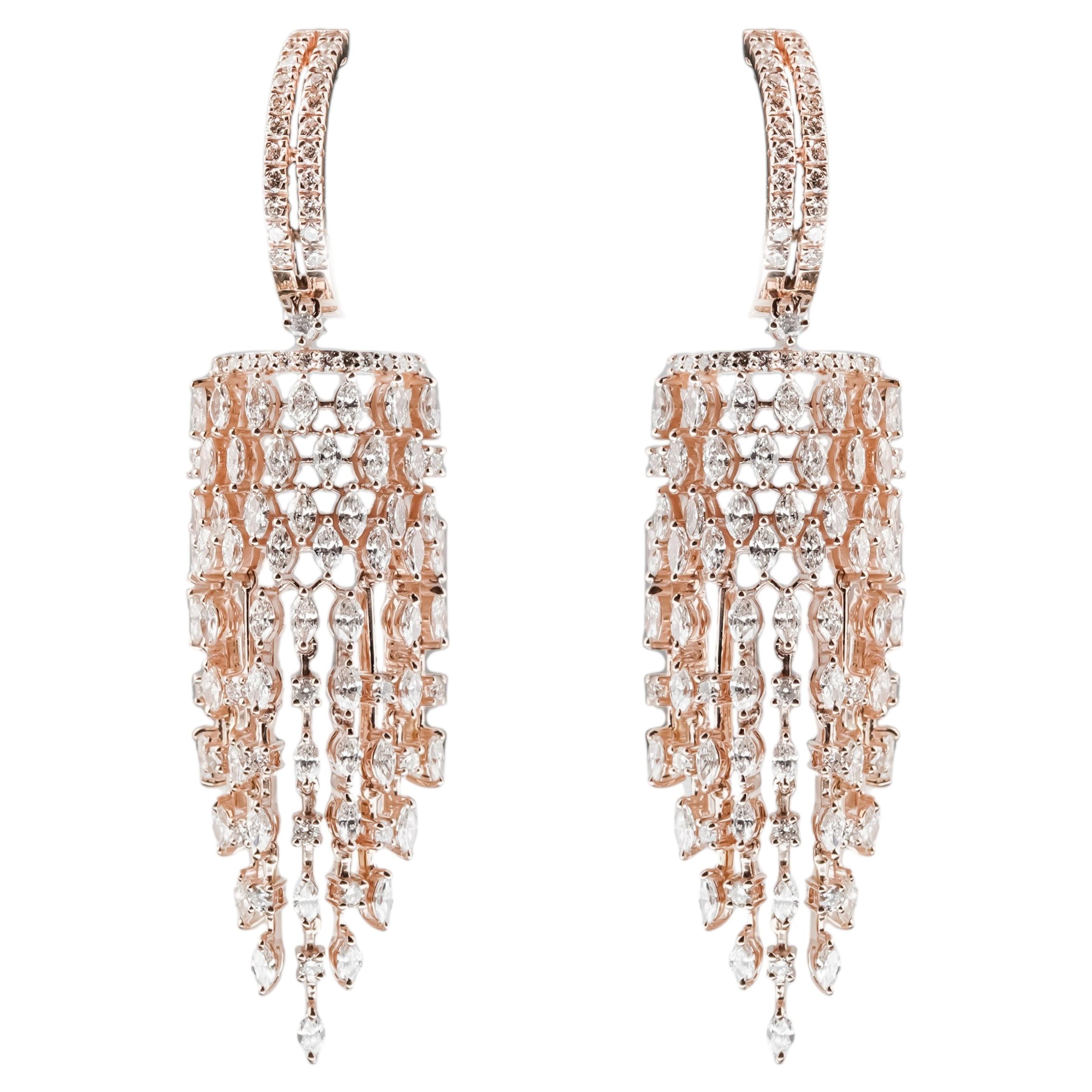 Natural Rose Gold Diamond Earring in 14k Gold For Sale