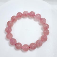 Natural Rose Quartz 12mm Bead Elastic Bracelet