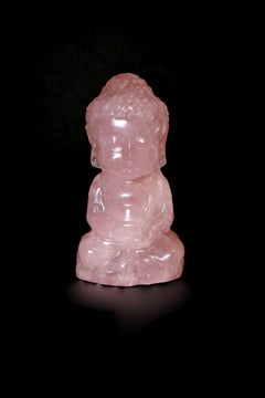 Natural Rose Quartz Baby Buddha Statue Pink