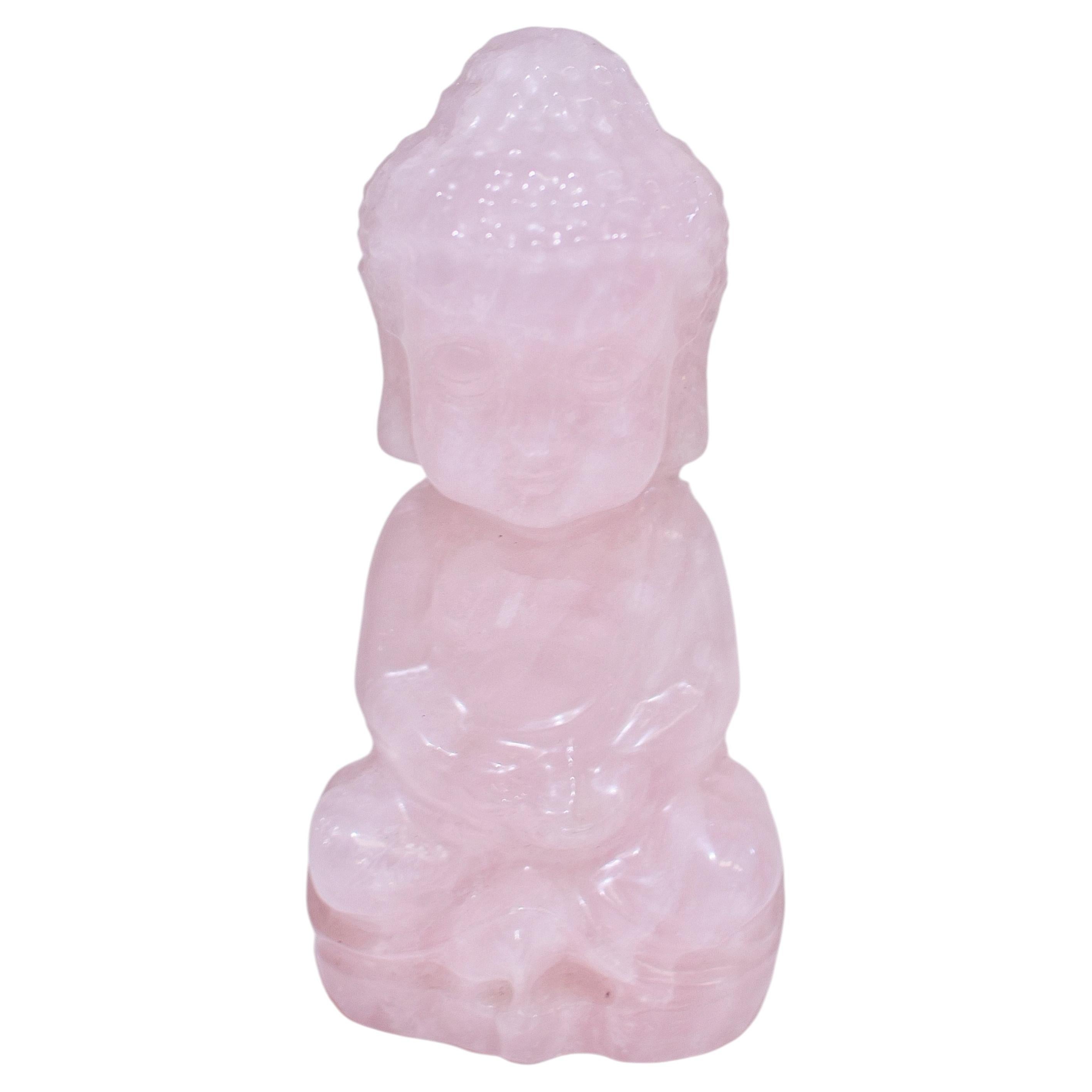 Statue de bébé bouddha en quartz rose naturel rose