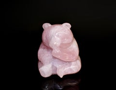 Natural Rose Quartz Bear Sculpture Sweet Pink Gemstone Statue Adorable