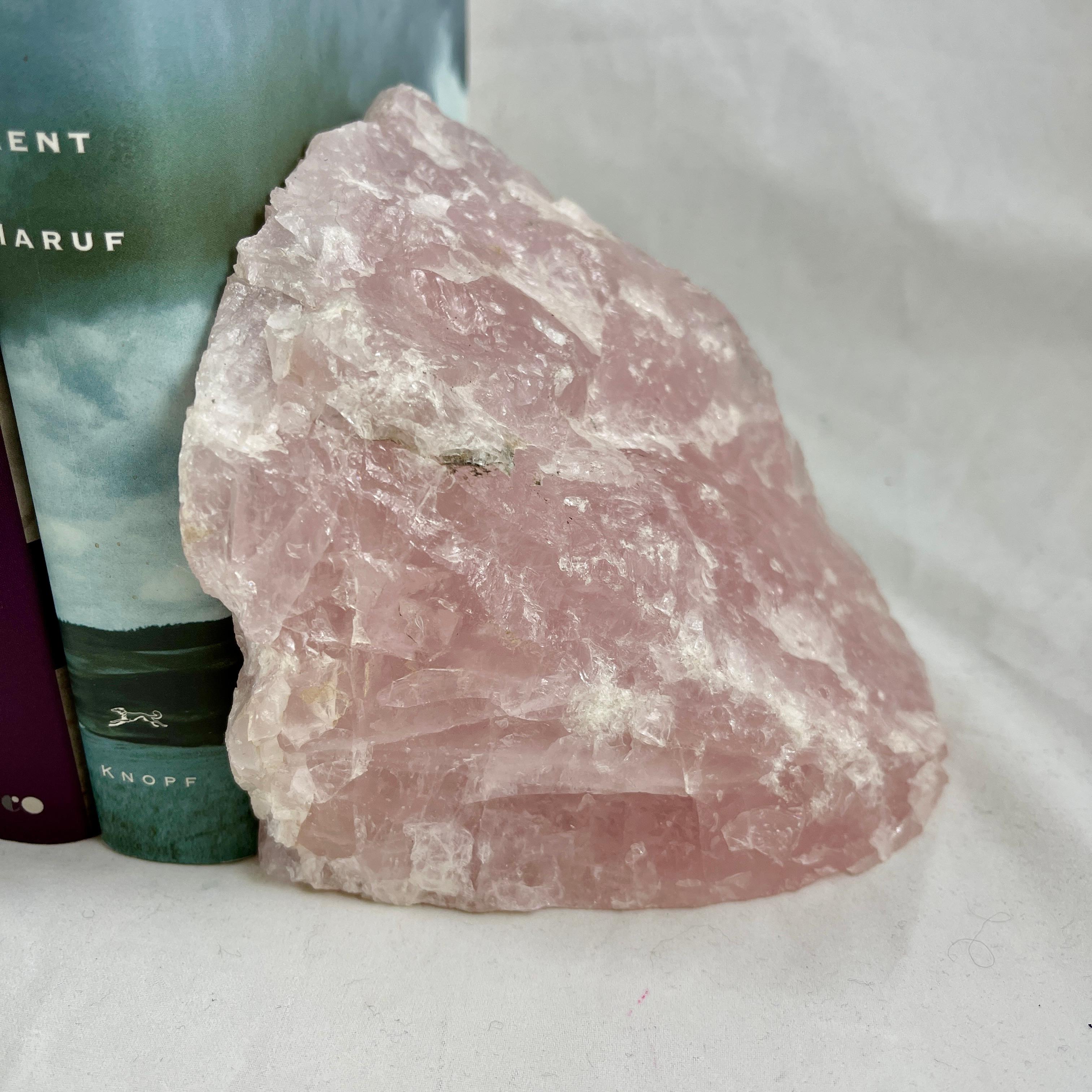 Natural Rose Quartz Bookends, a Pair In Good Condition For Sale In Philadelphia, PA